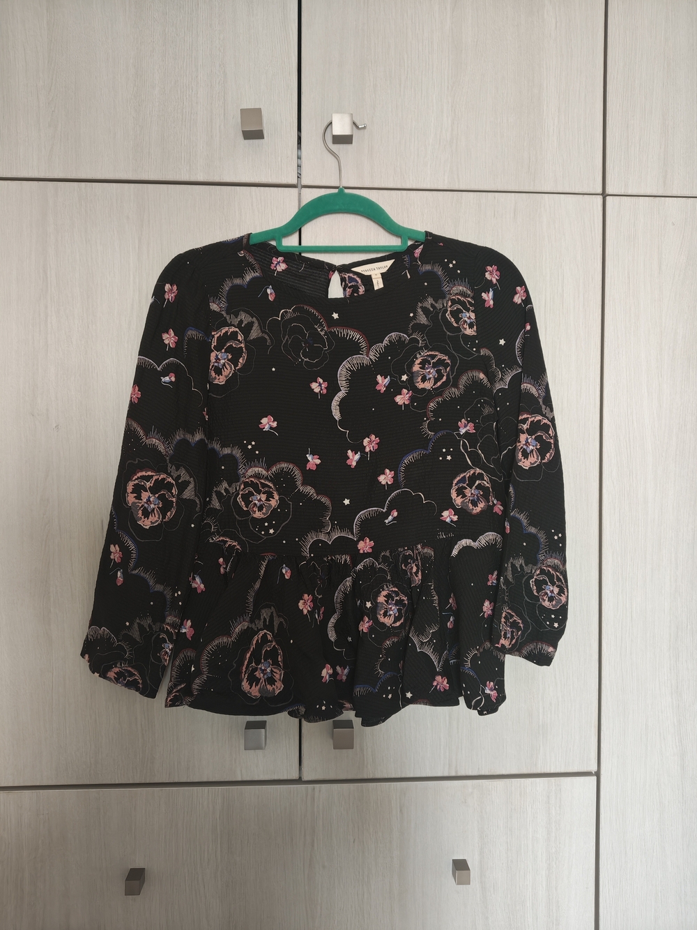 Rebecca Taylor Whimsical Floral Peplum Blouse